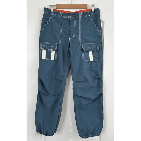 Vtg 90s Paratrooper Pants Mosquito Baggy Raver Mens Sz S Cargo Blue Made In USA - Picture 1 of 13